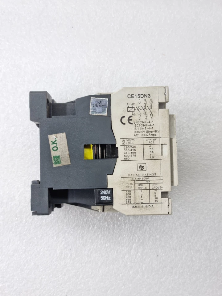 BCH Electric CE15D Series C1 Contactor 16A AC-3 7.5kW 240V Coil 3-Pole